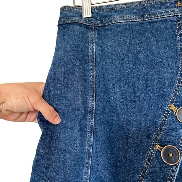 Anthropologie Pilcro Dark Denim Button Wrap Skirt - Picture 5 of 11